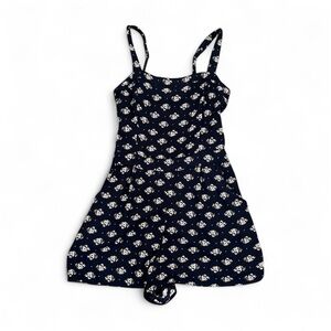 hollister navy blue floral print romper cottage core coquette feminine Y2K